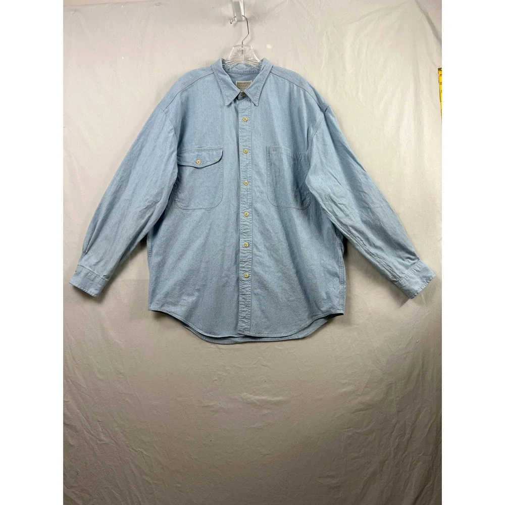 Banana Republic Denim Shirt Mens XL Light Blue Vintage Safari Travel Cotton Long